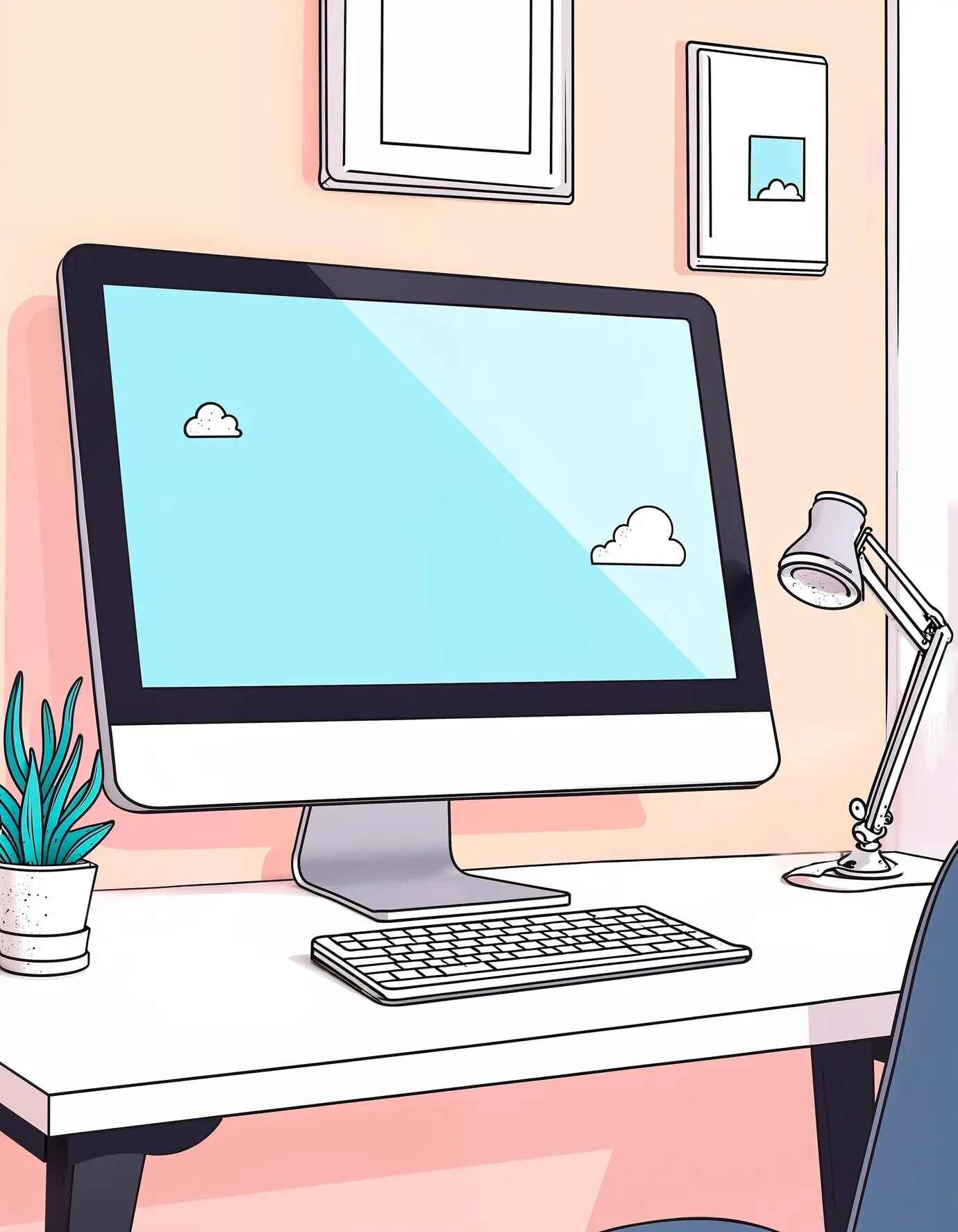 Illustration eines Computers im Kritzelstil